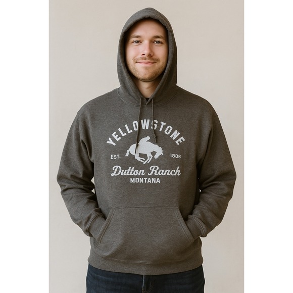 Yellowstone Other - NWOT‎ Yellowstone Dutton Ranch Montana Gray Hoodie Mens 2XL Cowboy Western